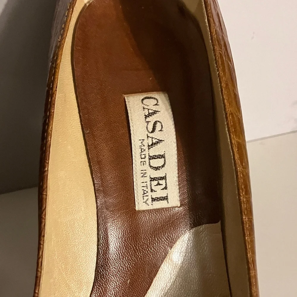 Casadei Textured Tan Heels Made in Italy - Picture 2 of 11